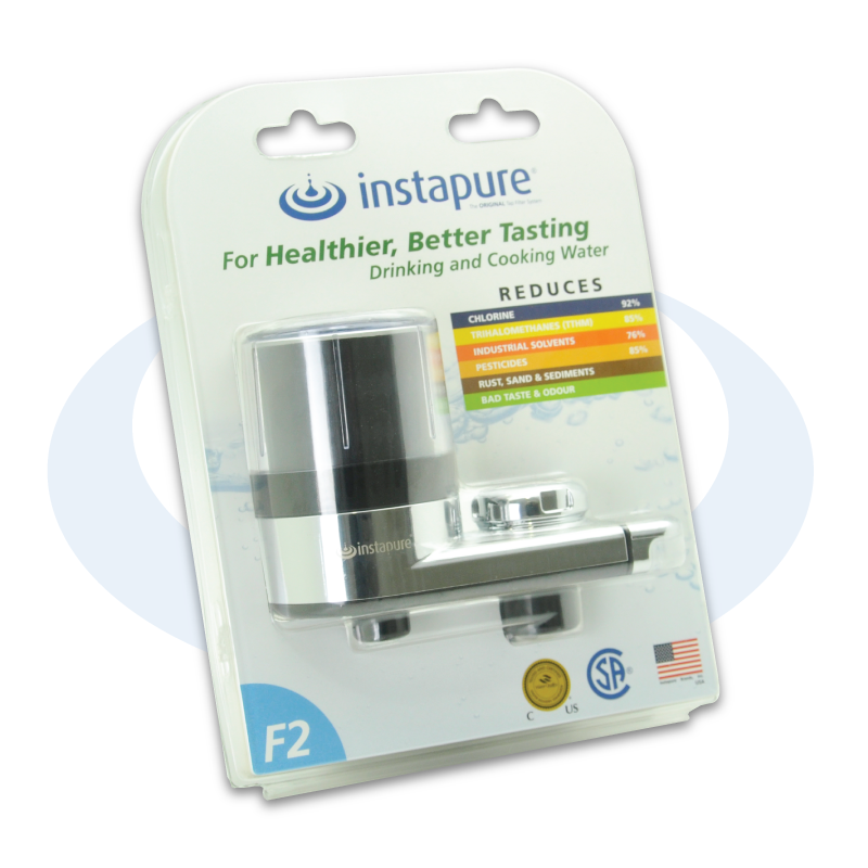 Instapure F2 ESSENTIALS Wasserhahn-Wasserfiltersystem (weiß Mit Klarem