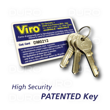 VIRO 725.PV - Euro Profile Double Cylinder - Brass Body - Patented Key